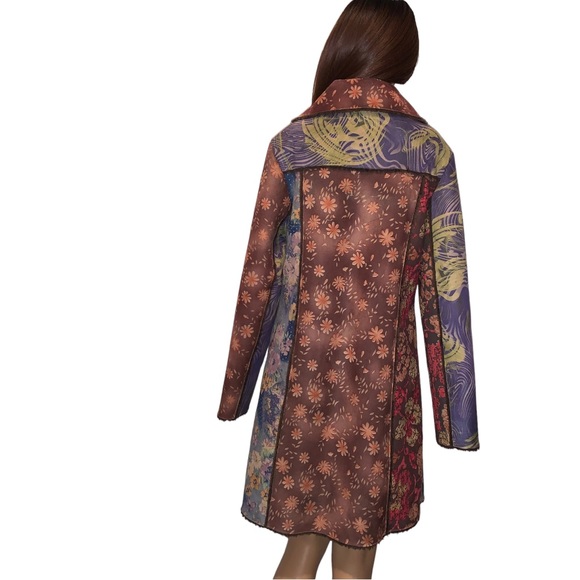 Scared Threads Floral Suede Hip-Length Pea Coat, Size M/L - Picture 2 of 16